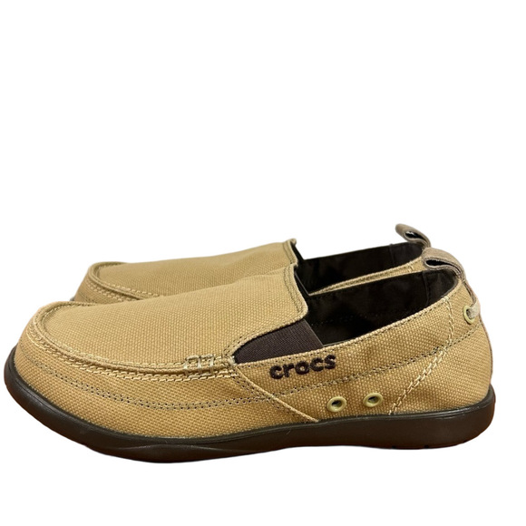 Crocs Walu Khaki Espresso Brown Men's Slip On Canvas Shoe Size 7 #837 - Picture 3 of 9